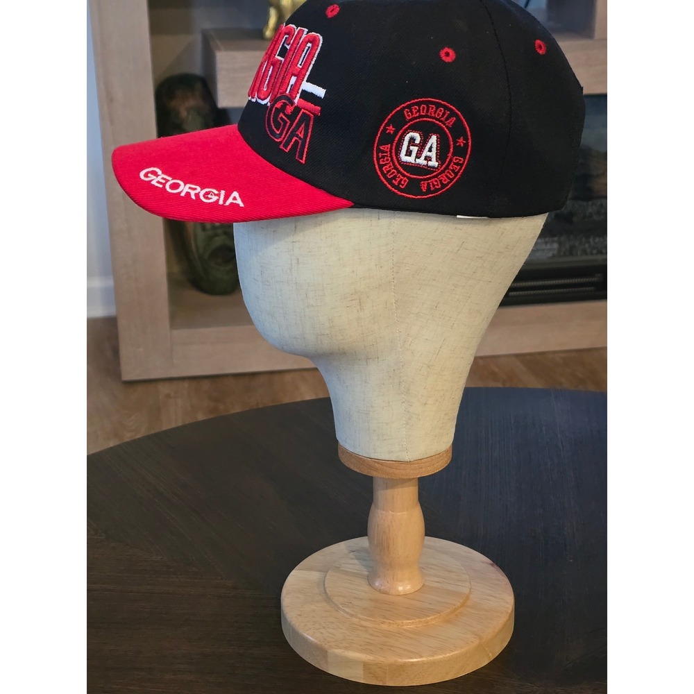 Georgia GA State Souvenir Baseball Cap Hat Black Red Adjustable Mens Embroidered - Picture 2 of 6
